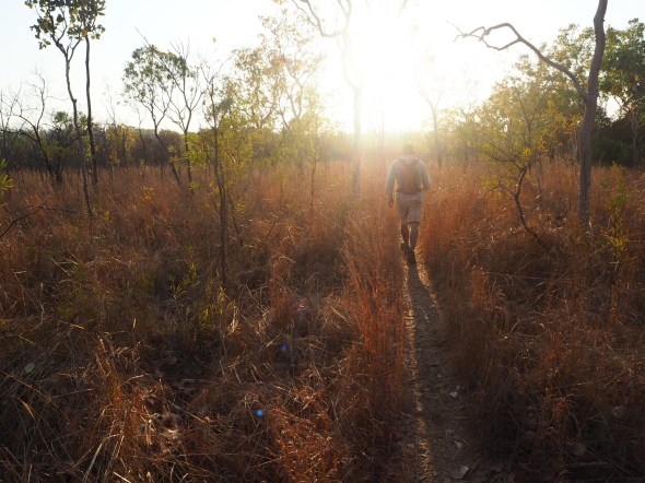 Sunrise walk to another swimming hole where we disturbed a naked man taking a morning dip.